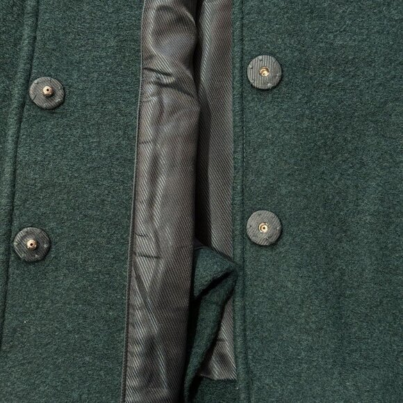 LANDS' END Wool Short Coat Jacket Women Size 8 Green Winter Boxy Retro Gorpcore - Picture 5 of 14
